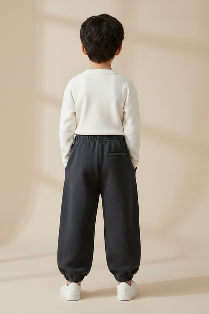 Pantalon Fluide Gris Foncé Ample Coton Sport Enfant - Molleton - vue 2