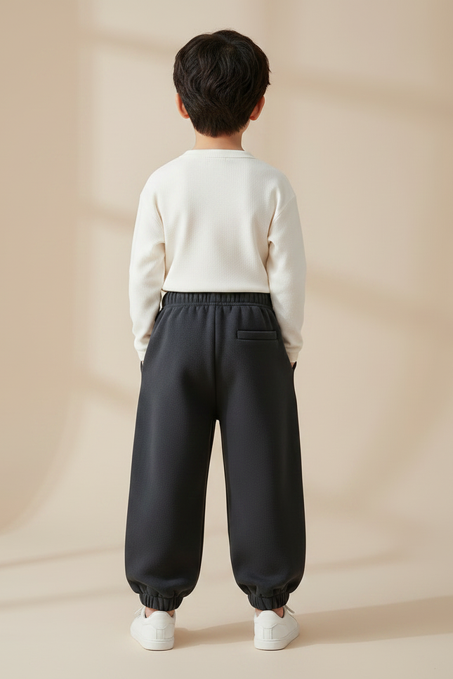 Pantalon Fluide Gris Foncé Ample Coton Sport Enfant - Molleton - vue 2
