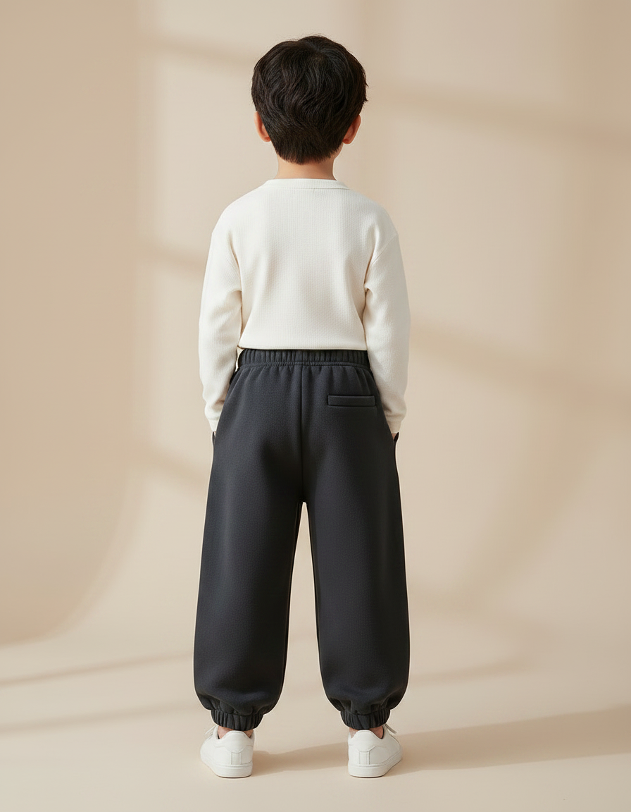 Pantalon Fluide Gris Foncé Ample Coton Sport Enfant - Molleton - vue 2