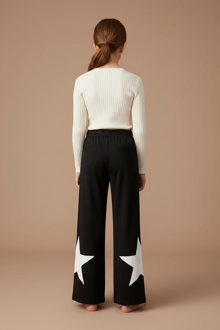 Pantalon Fluide Imprimé Noir Et Blanc - Maille - vue 2