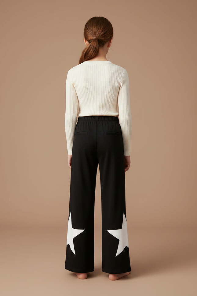 Pantalon Fluide Imprimé Noir Et Blanc - Maille - vue 2