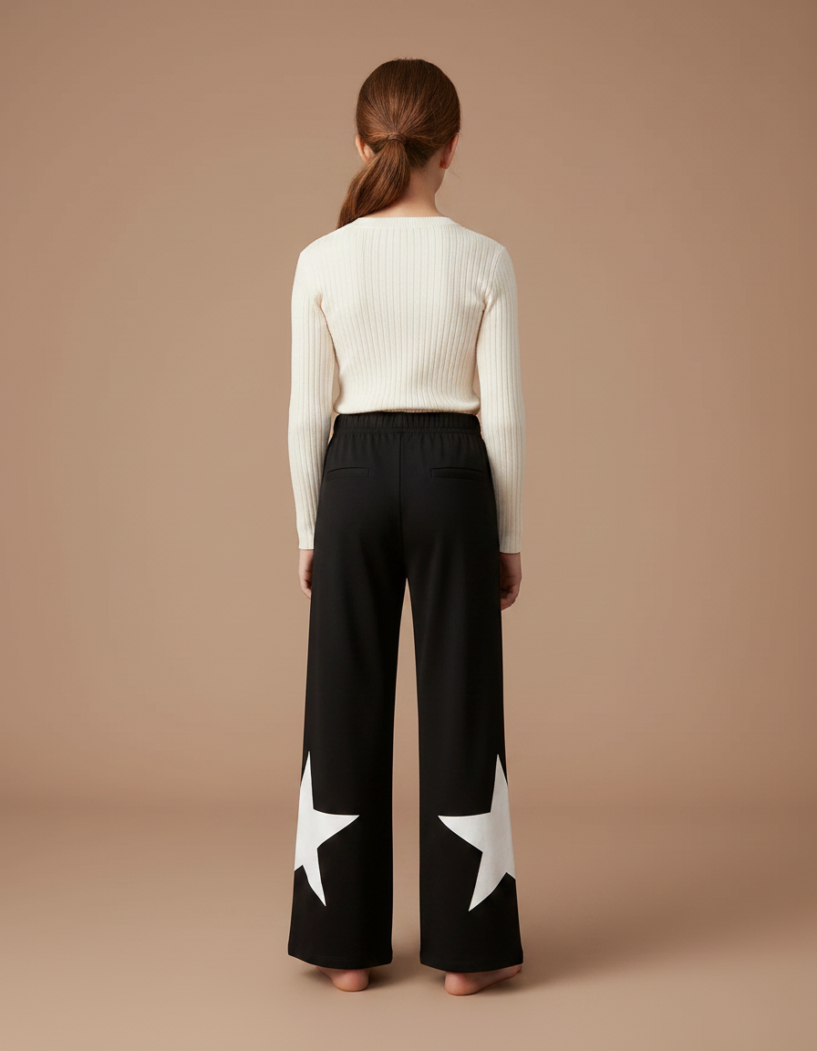 Pantalon Fluide Imprimé Noir Et Blanc - Maille - vue 2