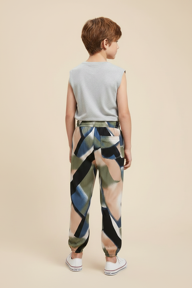 Pantalon Fluide Imprimé Vert - Multicolore Viscose - vue 2