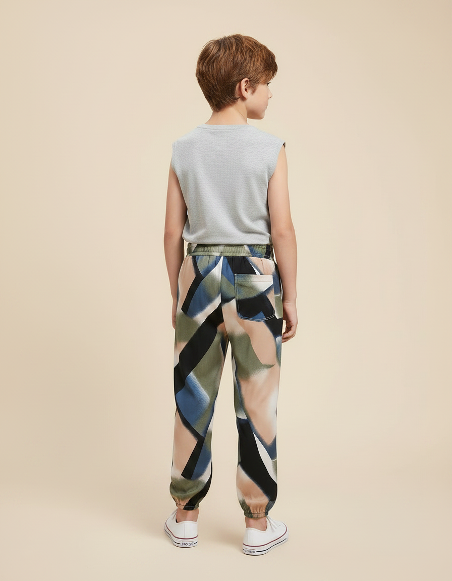 Pantalon Fluide Imprimé Vert - Multicolore Viscose - vue 2