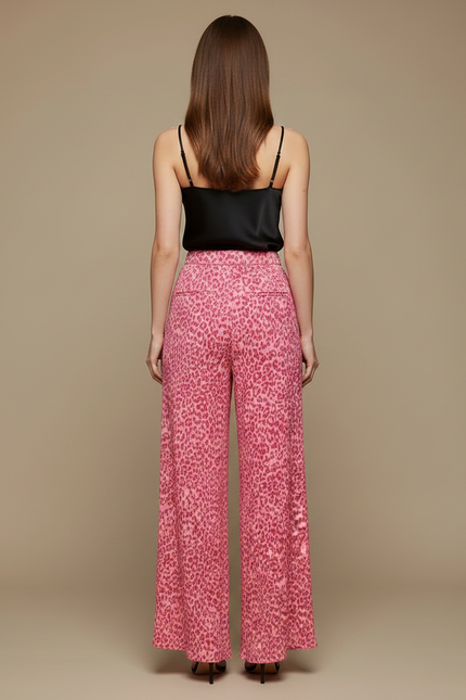 Pantalon Fluide Leopard Rose - Satin - vue 2