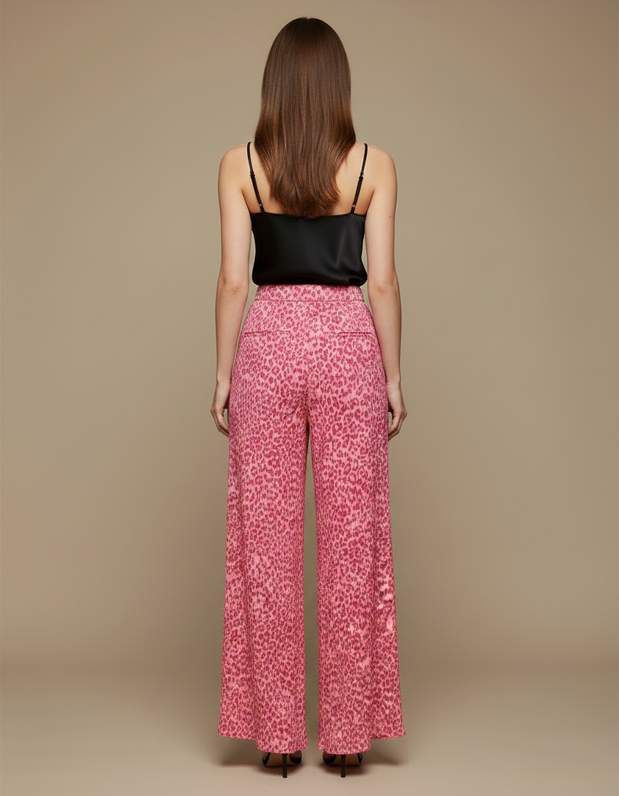 Pantalon Fluide Leopard Rose - Satin - vue 2