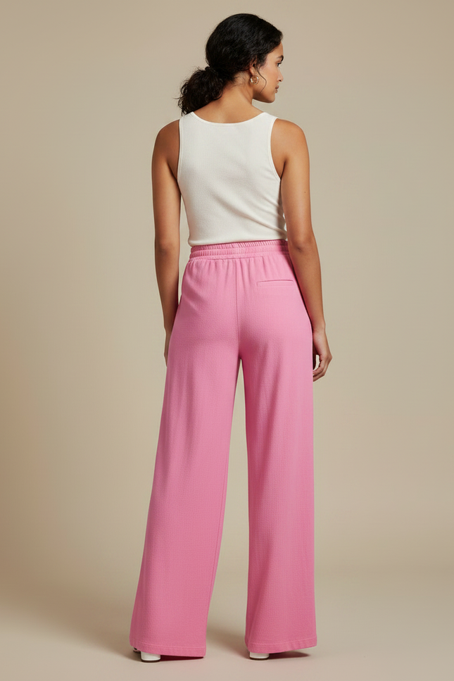 Pantalon Fluide Rose Ample Confortable Décontracté Estival - Lin - vue 2