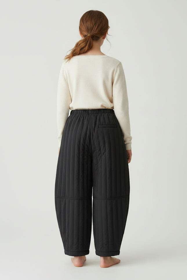Pantalon Fluide Noir Matelassé Ample Hiver Enfant - Polyester - vue 2