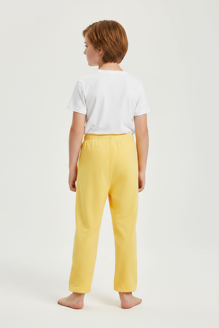 Pantalon Fluide Jaune Ample Coton Enfant Basique - Molleton - vue 2