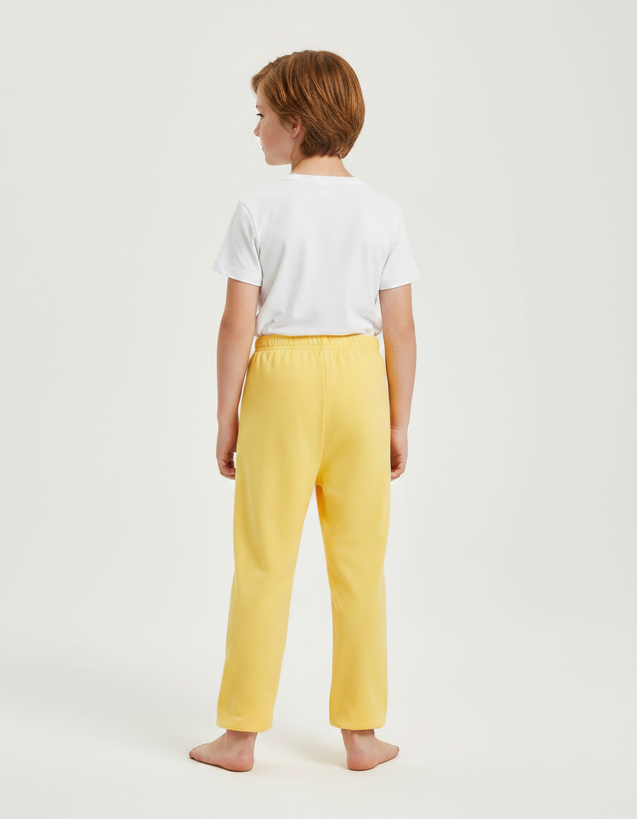 Pantalon Fluide Jaune Ample Coton Enfant Basique - Molleton - vue 2