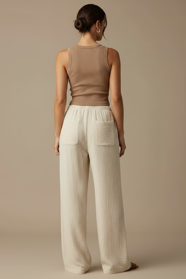 Pantalon Fluide Femme Coton Bio - Beige - vue 2