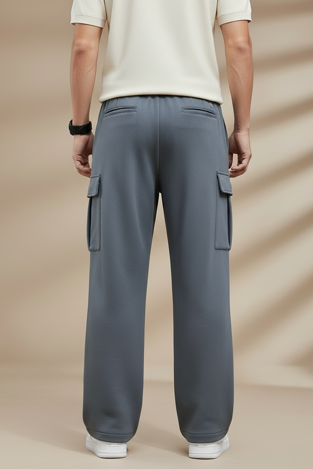 Pantalon Fluide Gris Cargo Ample Décontracté Homme - Molleton - vue 2