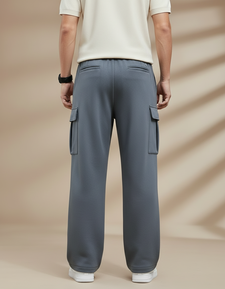Pantalon Fluide Gris Cargo Ample Décontracté Homme - Molleton - vue 2