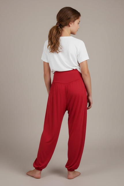 Pantalon Fluide Rouge Ample Harem Confortable Fille - Viscose - vue 2