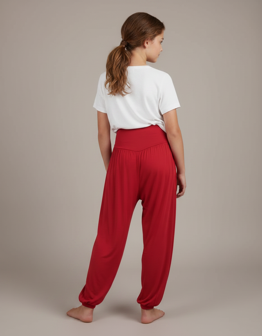 Pantalon Fluide Rouge Ample Harem Confortable Fille - Viscose - vue 2