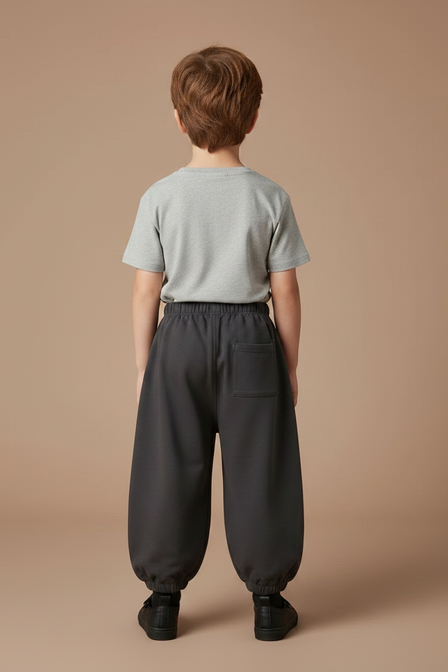 Pantalon Fluide Gris Foncé Ample Ours Décontracté Garçon - Molleton - vue 2