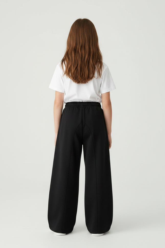 Pantalon Fluide Noir Ample Confortable Fille Décontracté - Molleton - vue 2