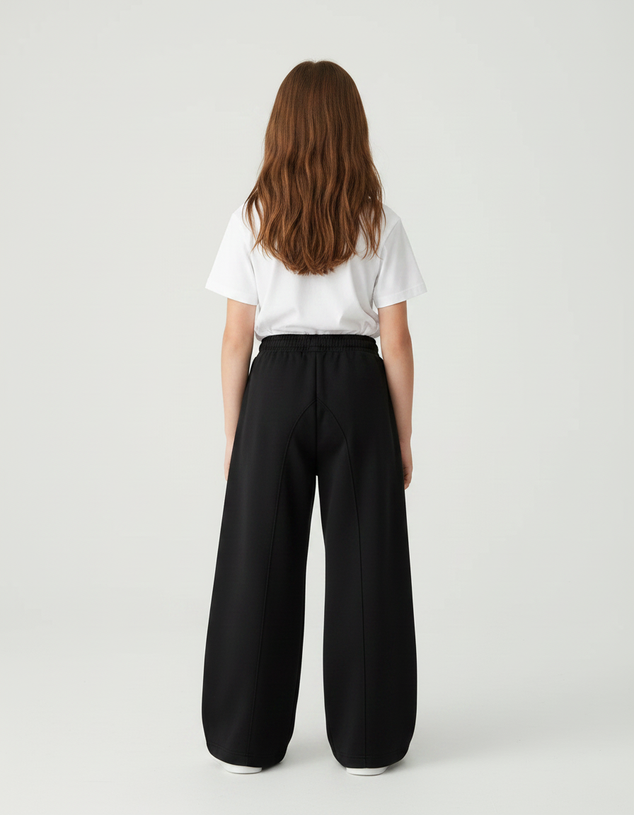Pantalon Fluide Noir Ample Confortable Fille Décontracté - Molleton - vue 2