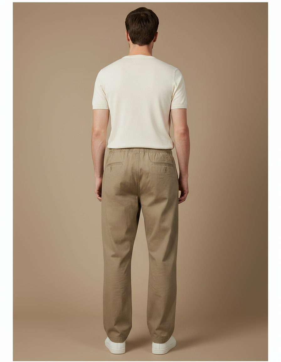 Pantalon Fluide Kaki Ample Coton Décontracté Homme - vue 2