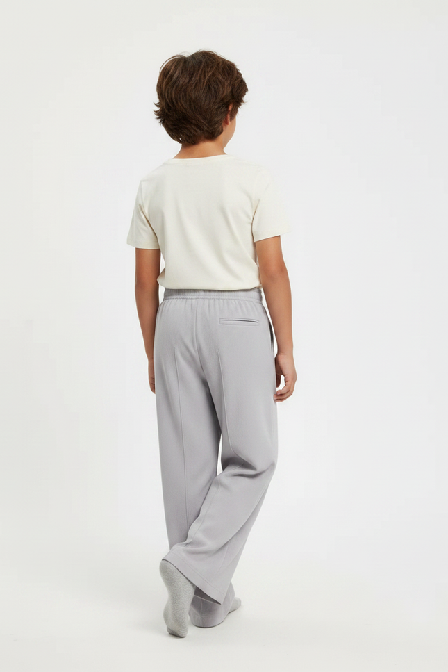 Pantalon Fluide Gris Ample Décontracté Enfant Garçon - Polyester - vue 2