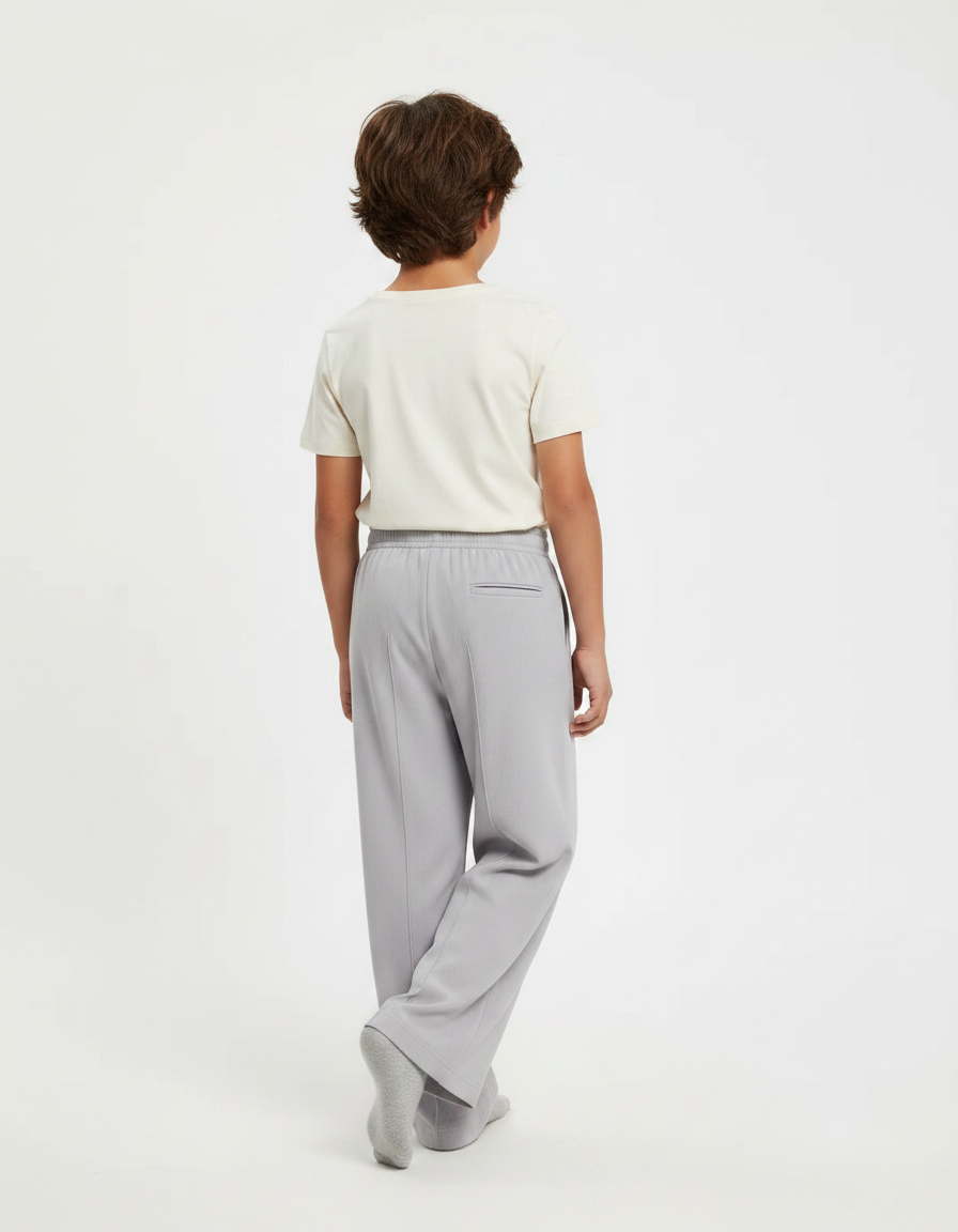 Pantalon Fluide Gris Ample Décontracté Enfant Garçon - Polyester - vue 2