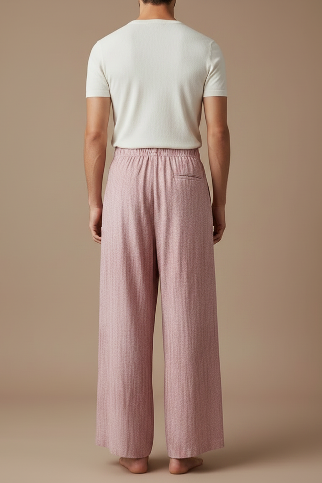 Pantalon Fluide Rose Ample Décontracté Lin Léger - vue 2