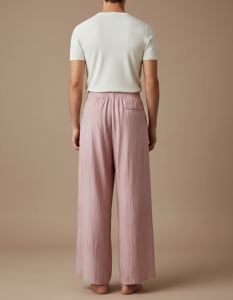 Pantalon Fluide Rose Ample Décontracté Lin Léger - vue 2