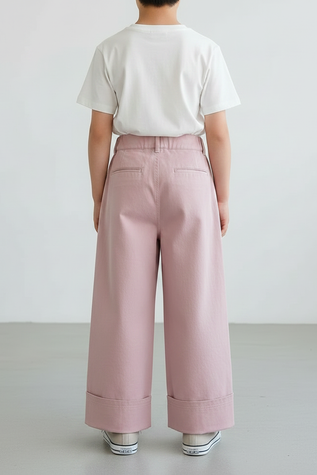 Pantalon Fluide Rose Ample Décontracté Enfant Coton - vue 2