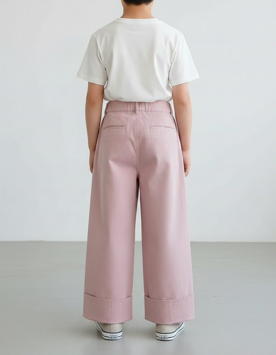 Pantalon Fluide Rose Ample Décontracté Enfant Coton - vue 2