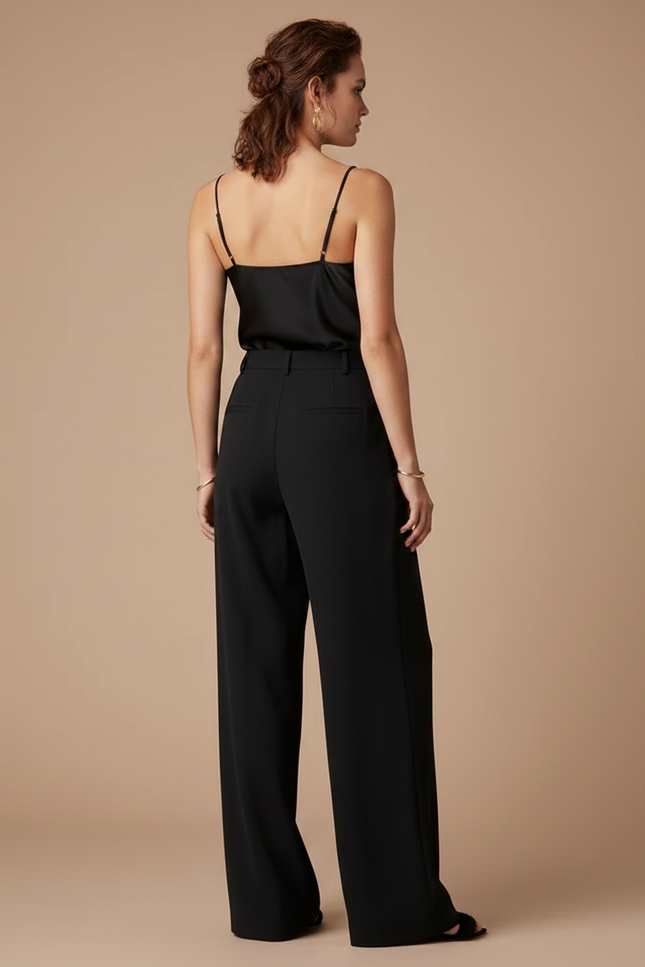 Pantalon Fluide Noir Satin - vue 2