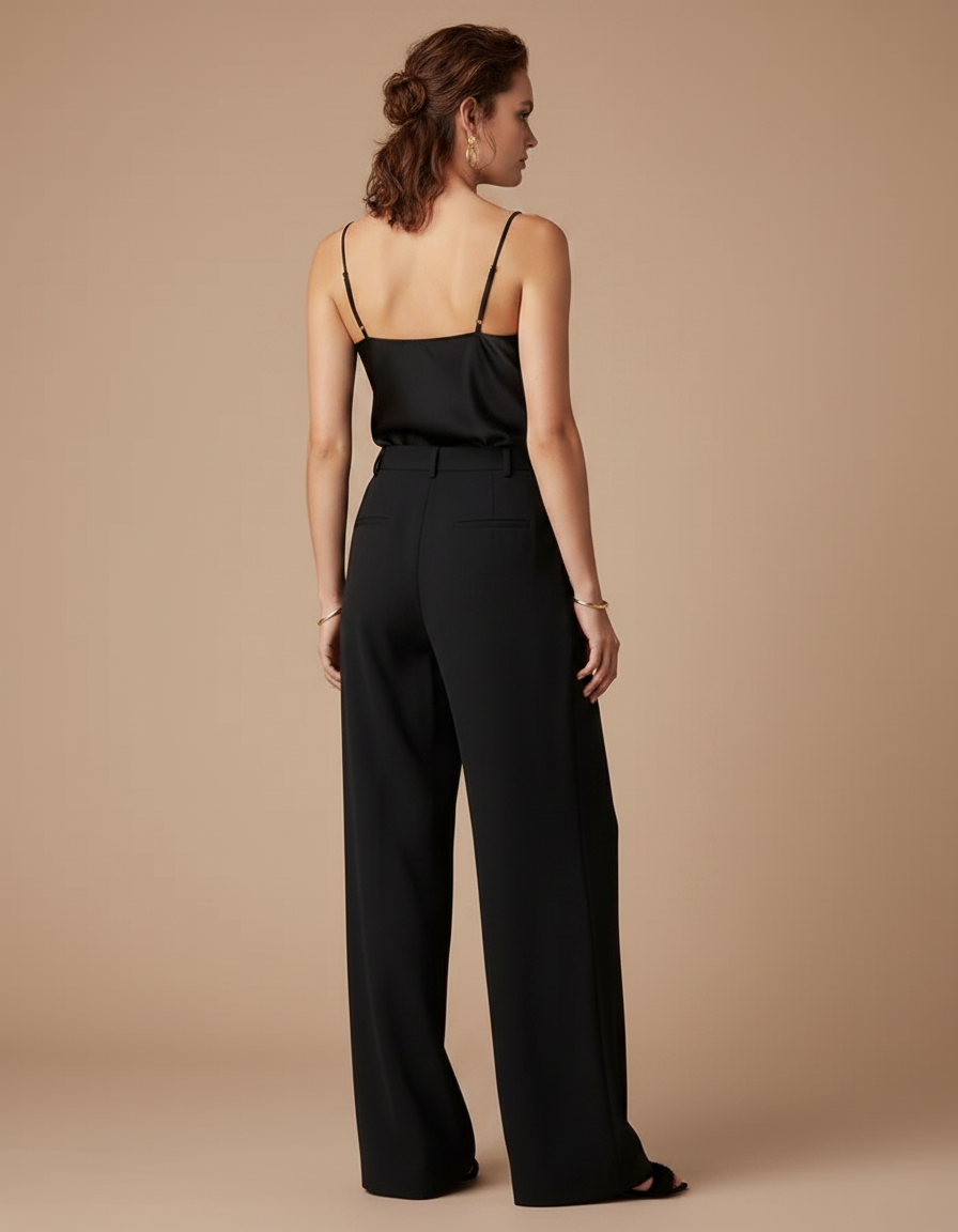 Pantalon Fluide Noir Satin - vue 2