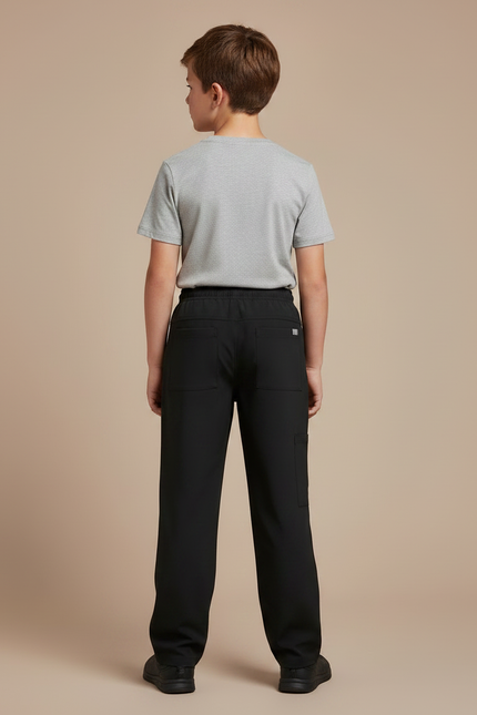 Pantalon Fluide Garçon Noir Coupe Ample Polyester - vue 2