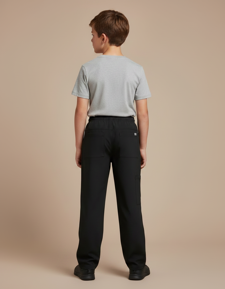 Pantalon Fluide Garçon Noir Coupe Ample Polyester - vue 2