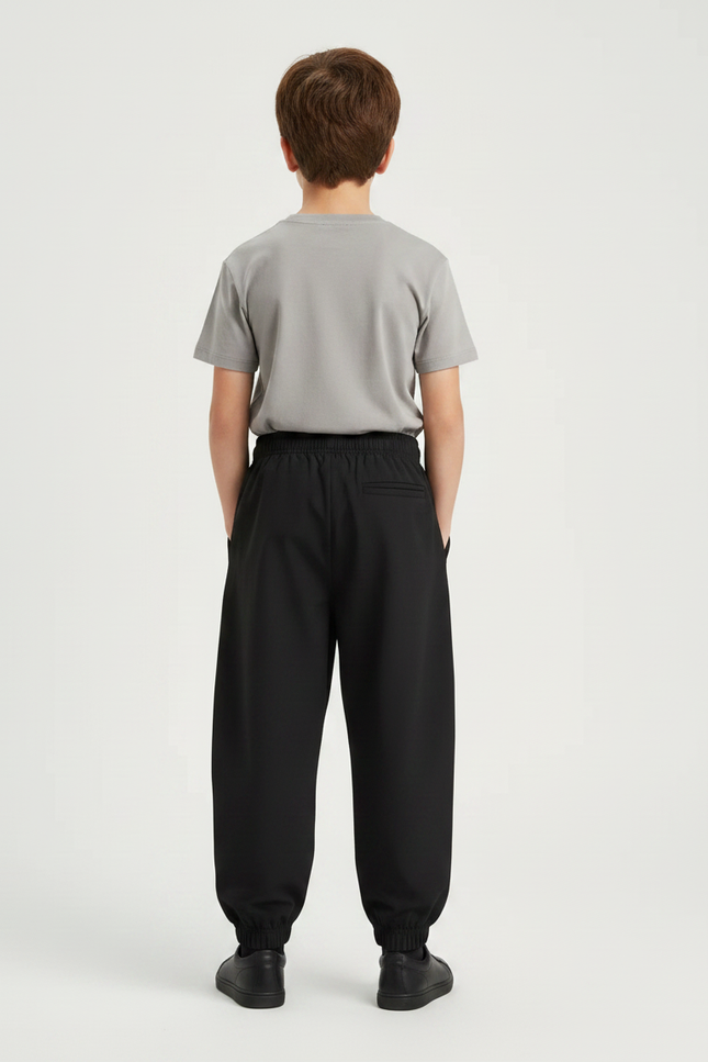 Pantalon Fluide Noir Ample Décontracté Garçon - Polyester - vue 2