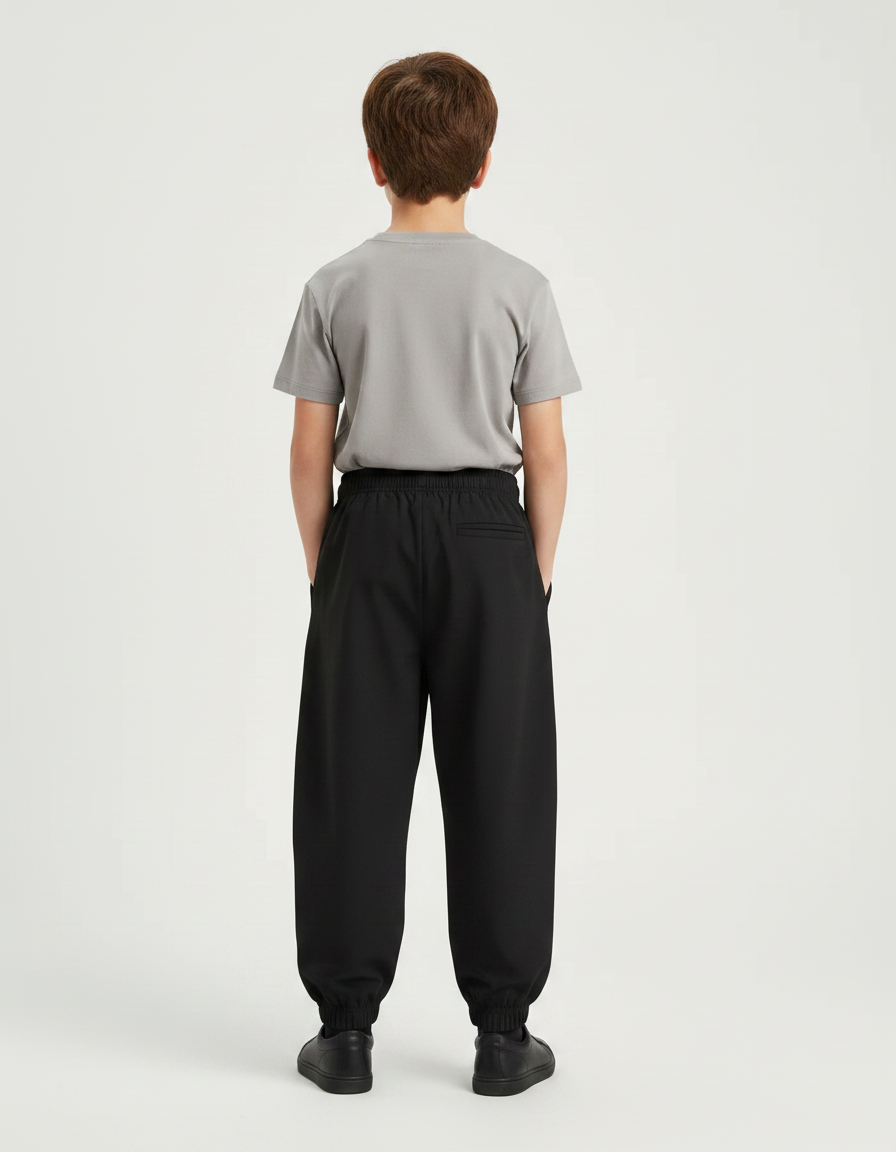 Pantalon Fluide Noir Ample Décontracté Garçon - Polyester - vue 2