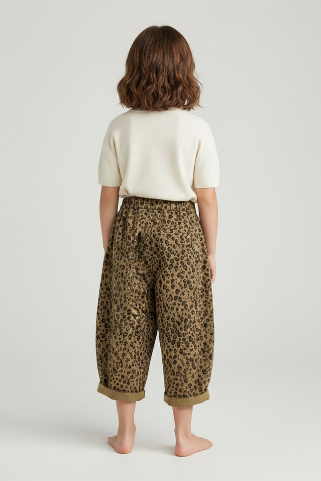 Pantalon Fluide Fille Kaki Coupe Ample Viscose - Imprimé Toile - vue 2