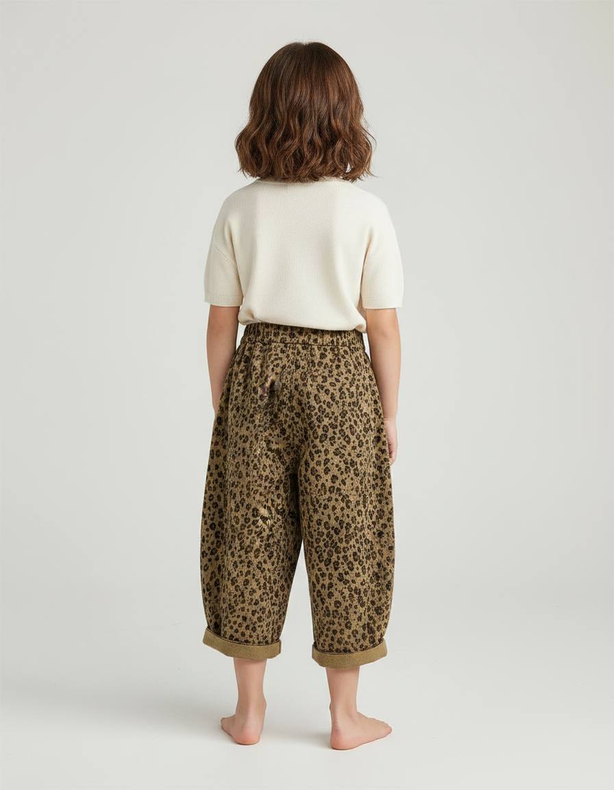 Pantalon Fluide Fille Kaki Coupe Ample Viscose - Imprimé Toile - vue 2