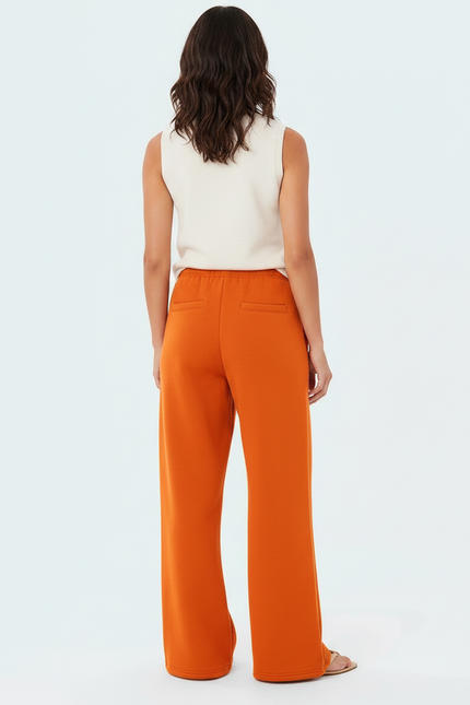 Pantalon Fluide Orange Ample Décontracté Femme - Molleton - vue 2