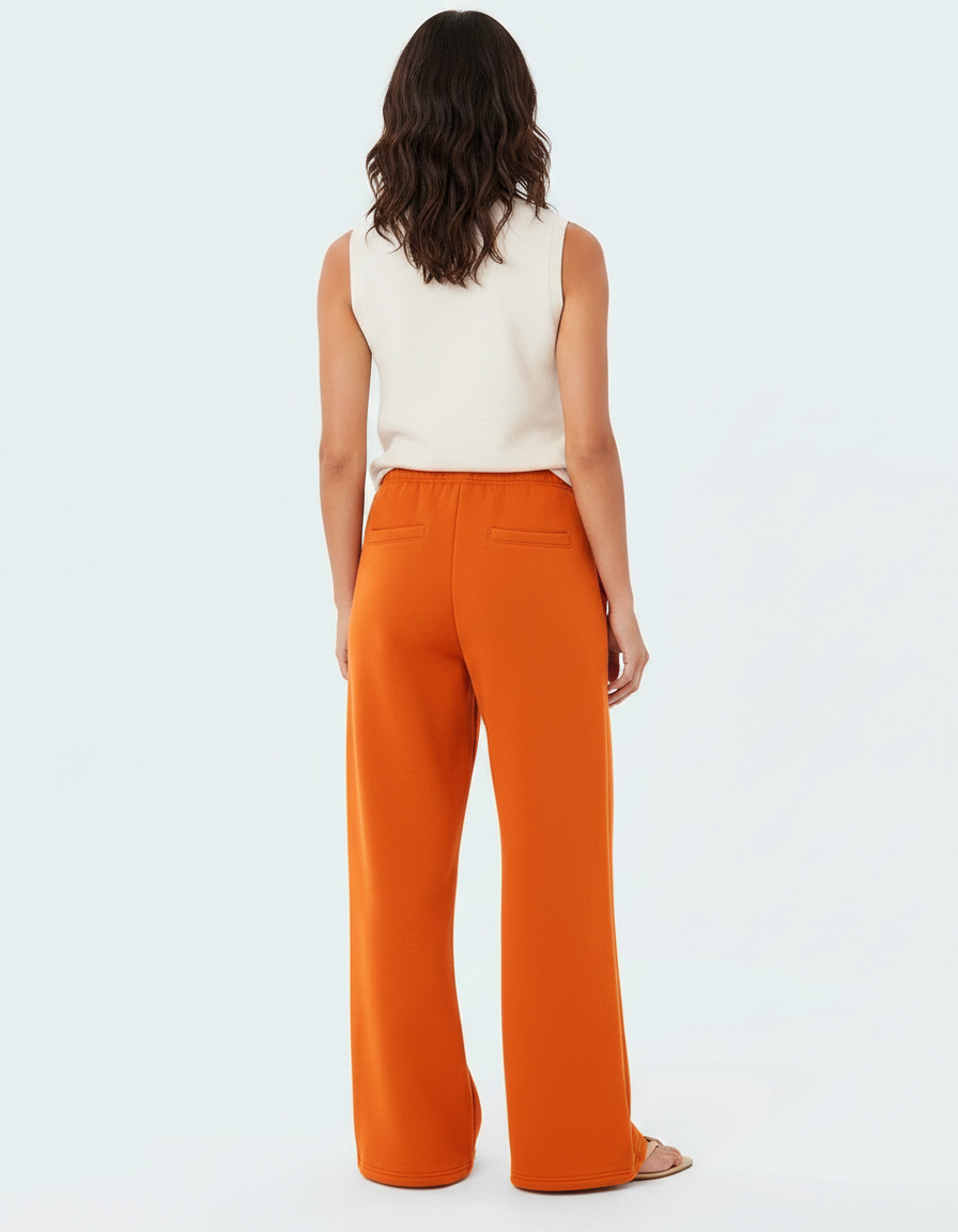 Pantalon Fluide Orange Ample Décontracté Femme - Molleton - vue 2