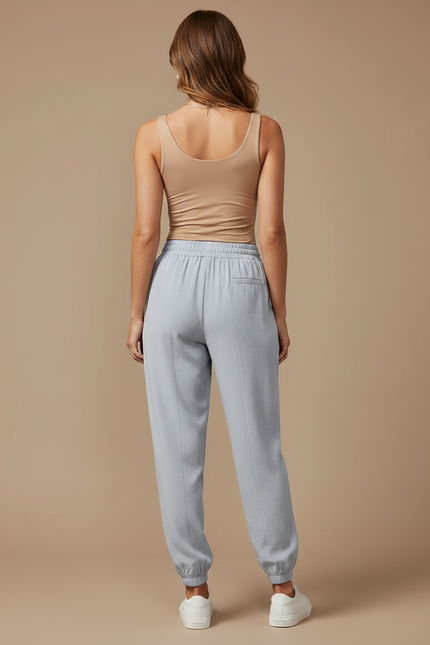 Pantalon Fluide Gris Ample Sportif Décontracté Femme - Viscose - vue 2