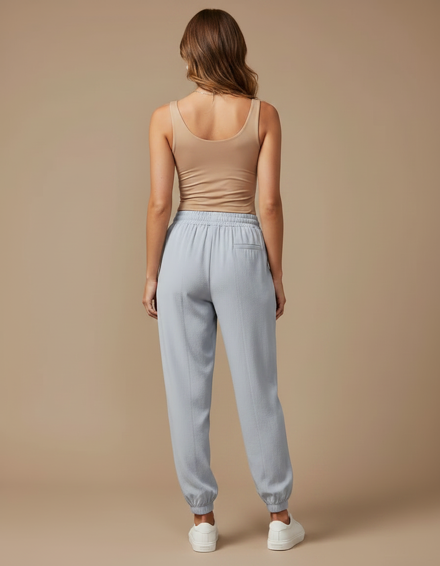 Pantalon Fluide Gris Ample Sportif Décontracté Femme - Viscose - vue 2