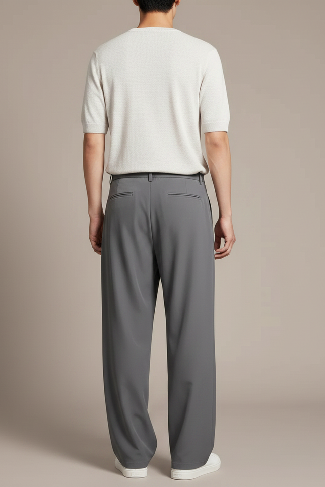 Pantalon Fluide Gris Ample Décontracté Homme Confortable - Viscose - vue 2