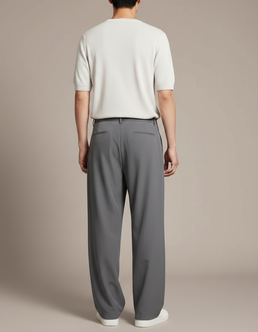 Pantalon Fluide Gris Ample Décontracté Homme Confortable - Viscose - vue 2