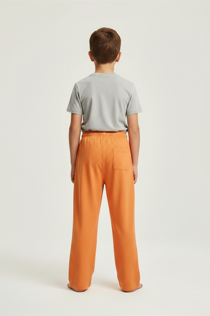 Pantalon Fluide Orange Ample Motif Visages Rigolos Enfant - Molleton - vue 2