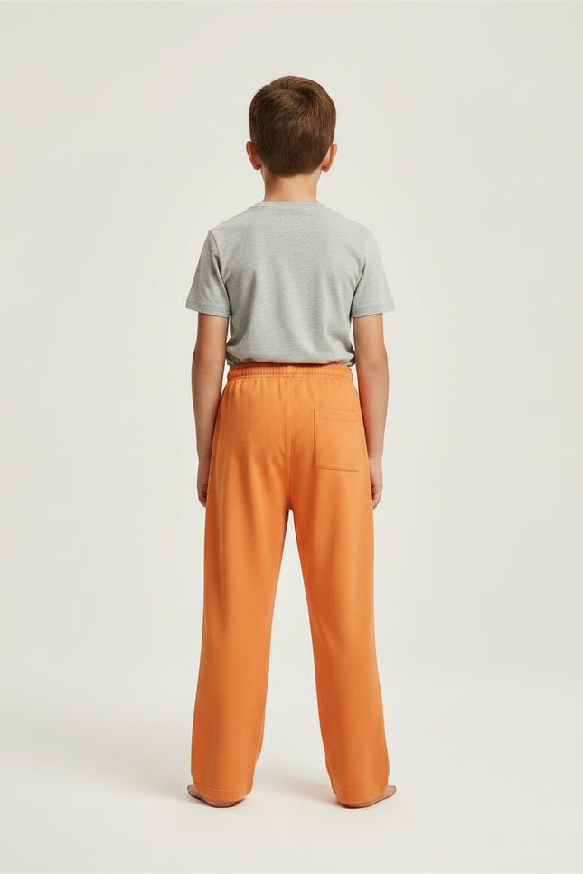 Pantalon Fluide Orange Ample Motif Visages Rigolos Enfant - Molleton - vue 2