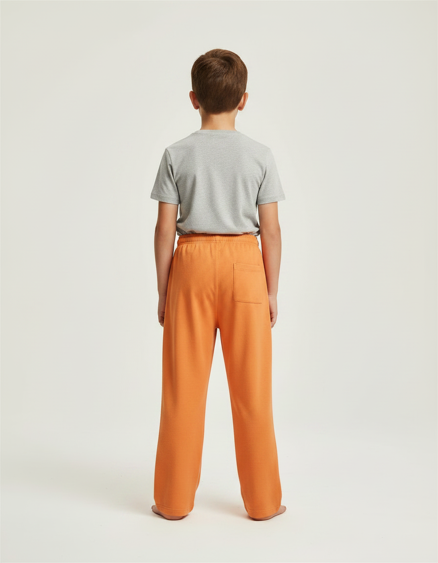 Pantalon Fluide Orange Ample Motif Visages Rigolos Enfant - Molleton - vue 2