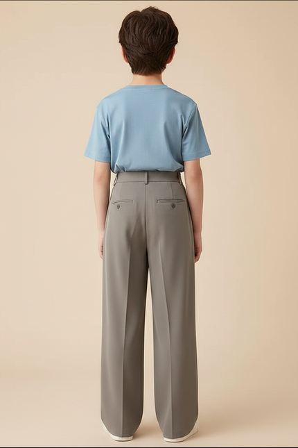 Pantalon Fluide Garçon Gris Palazzo - Polyester - vue 2