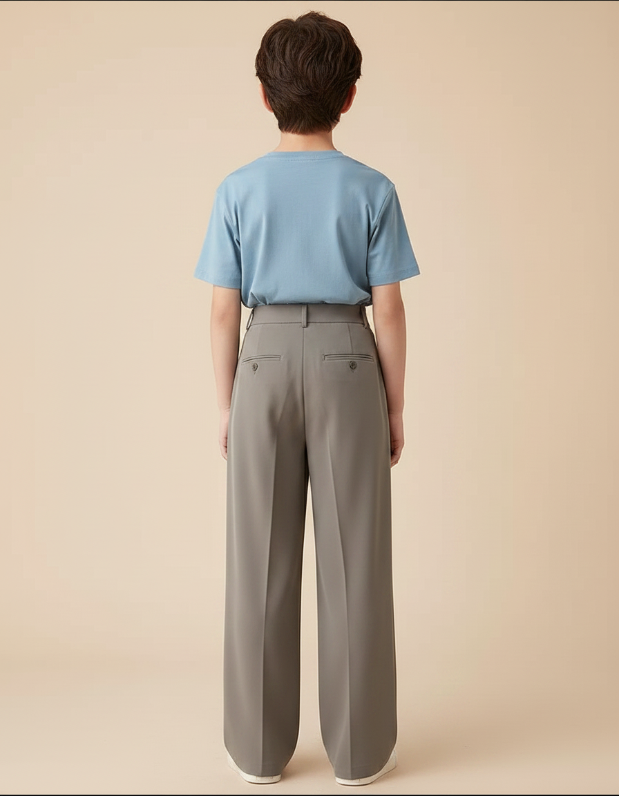Pantalon Fluide Garçon Gris Palazzo - Polyester - vue 2