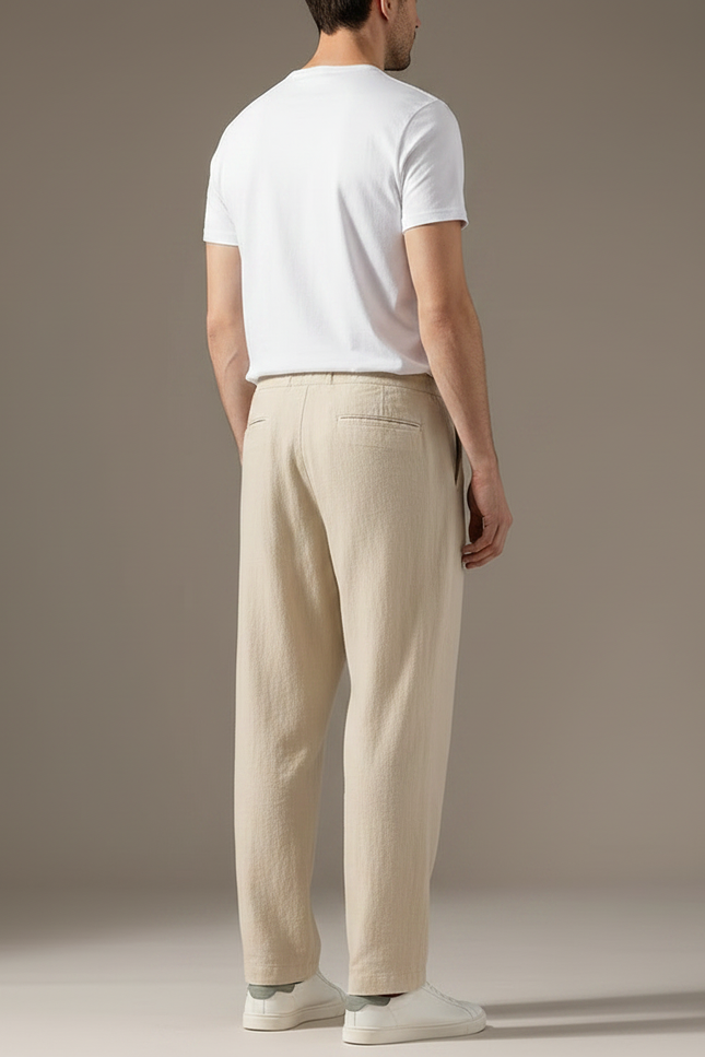 Pantalon Fluide Carotte Homme - Beige Lin - vue 2