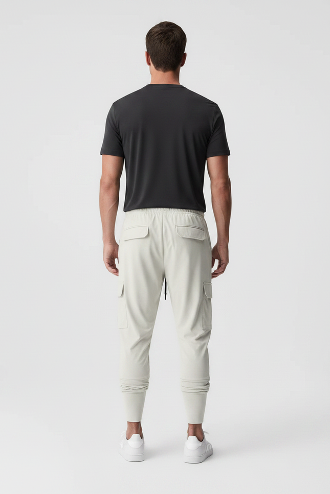 Pantalon Fluide Resserré En Bas - Beige Polyester - vue 2
